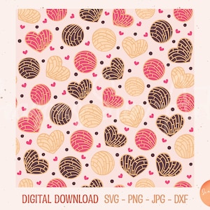 Cafecito Y Chisme Pattern, Concha PNG, Pan Dulce, Sublimation, Seamless Pattern, Wallpaper, Digital Paper, png, jpg, svg, dfx digital file