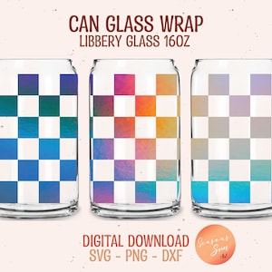 Bier kan glas svg geruite svg-bestanden voor knippen Retro patroon Libbey glas svg 16oz geruite Libbey glas wrap Retro glas kan digitale bestanden