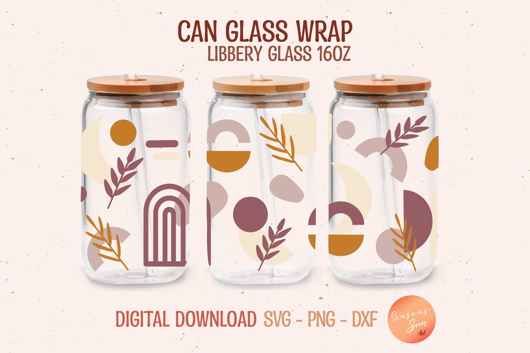 Libbey Glass Svg 16oz Boho Svg File for Cricut Abstract Beer Can Glass ...