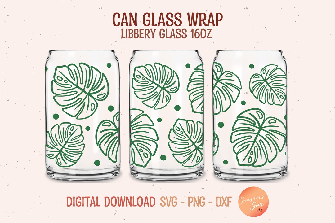 Beer Can Glass Svg Monstera Leaf Svg Files for Cricut Botanical Libbey ...