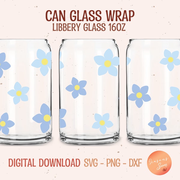 Beer can glass svg Forget me not flower svg file for Cricut flower Libbey glass svg 16oz Forget me not Libbey glass wrap flower digital file