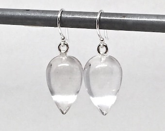 Silver Acorn Earring Rock Crystal Quartz Acorn Earrings Silver Crystal Quartz Earrings April Birthstone Womens Gift for Wife Girlfriend Her