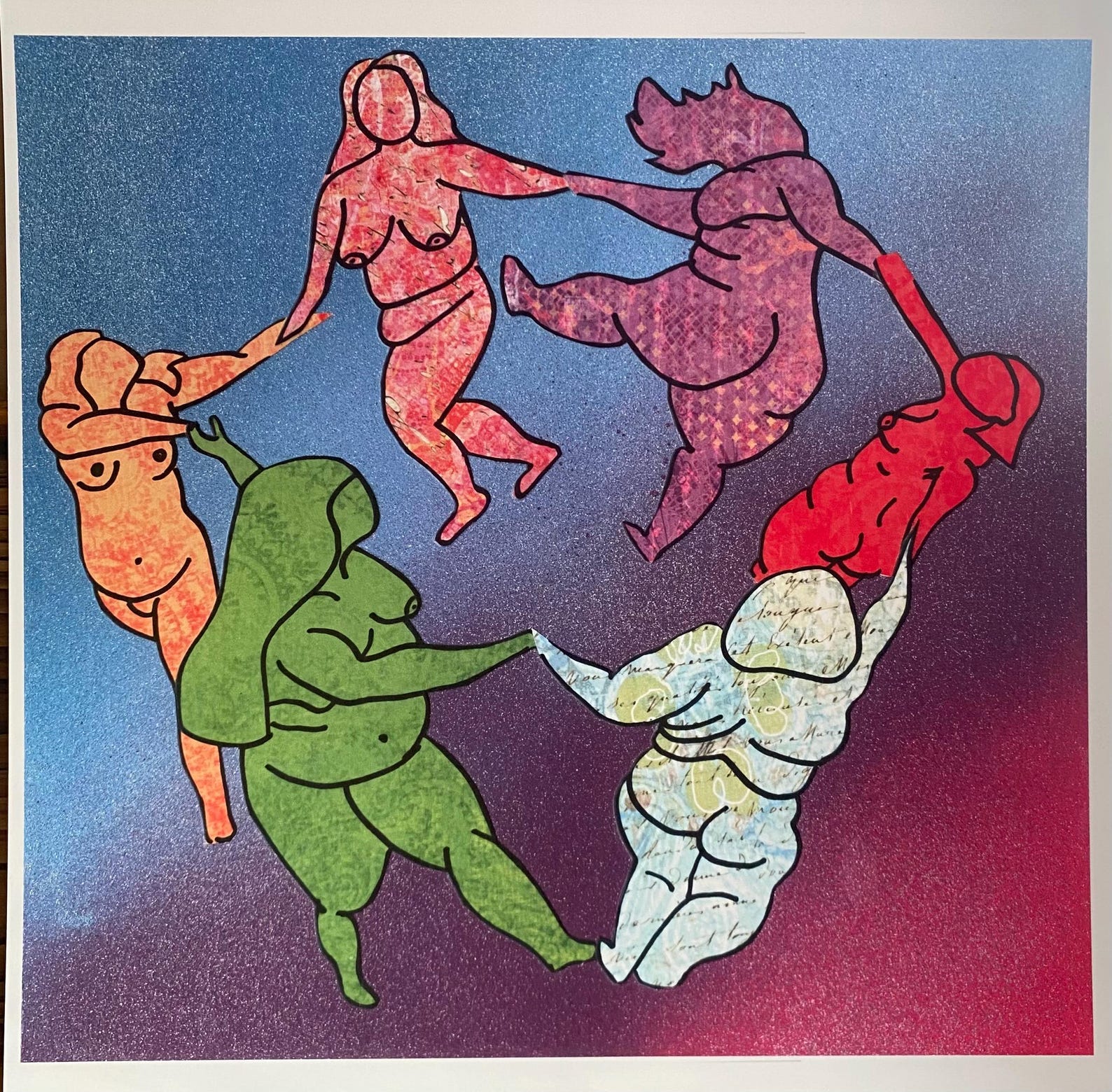 Fat Dancing Woman Collage on Spray Paint Background Print - Etsy