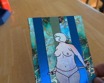 Curvy figure on Wood Panel (5.5x3.75in)