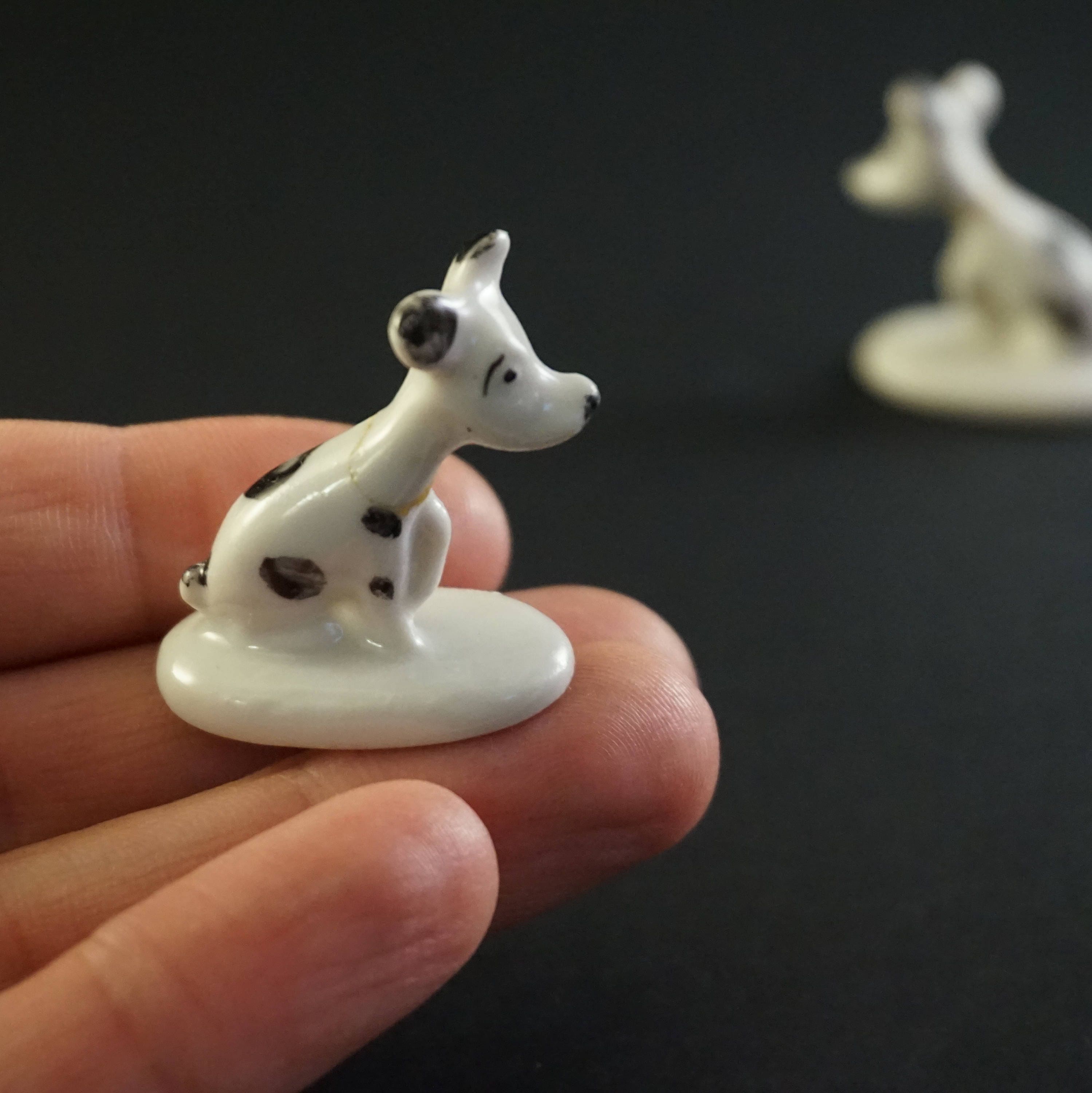 Miniature dog figurine set of 2 Ceramic Dog miniature Animal Etsy