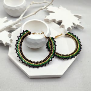Boho Beaded Hoop Earrings: 18K Gold Filled Bohemian Jewelry