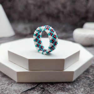 Handmade Delica Seed Bead Ring: Boho Woven Jewelry