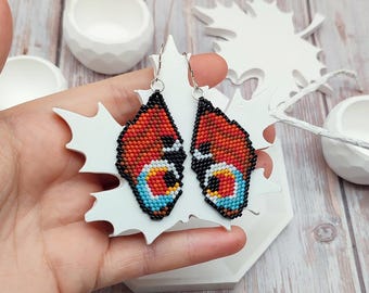 Enchanted Peacock Butterfly Earrings, Unique Beaded Wings, Colorful Boho Jewelry