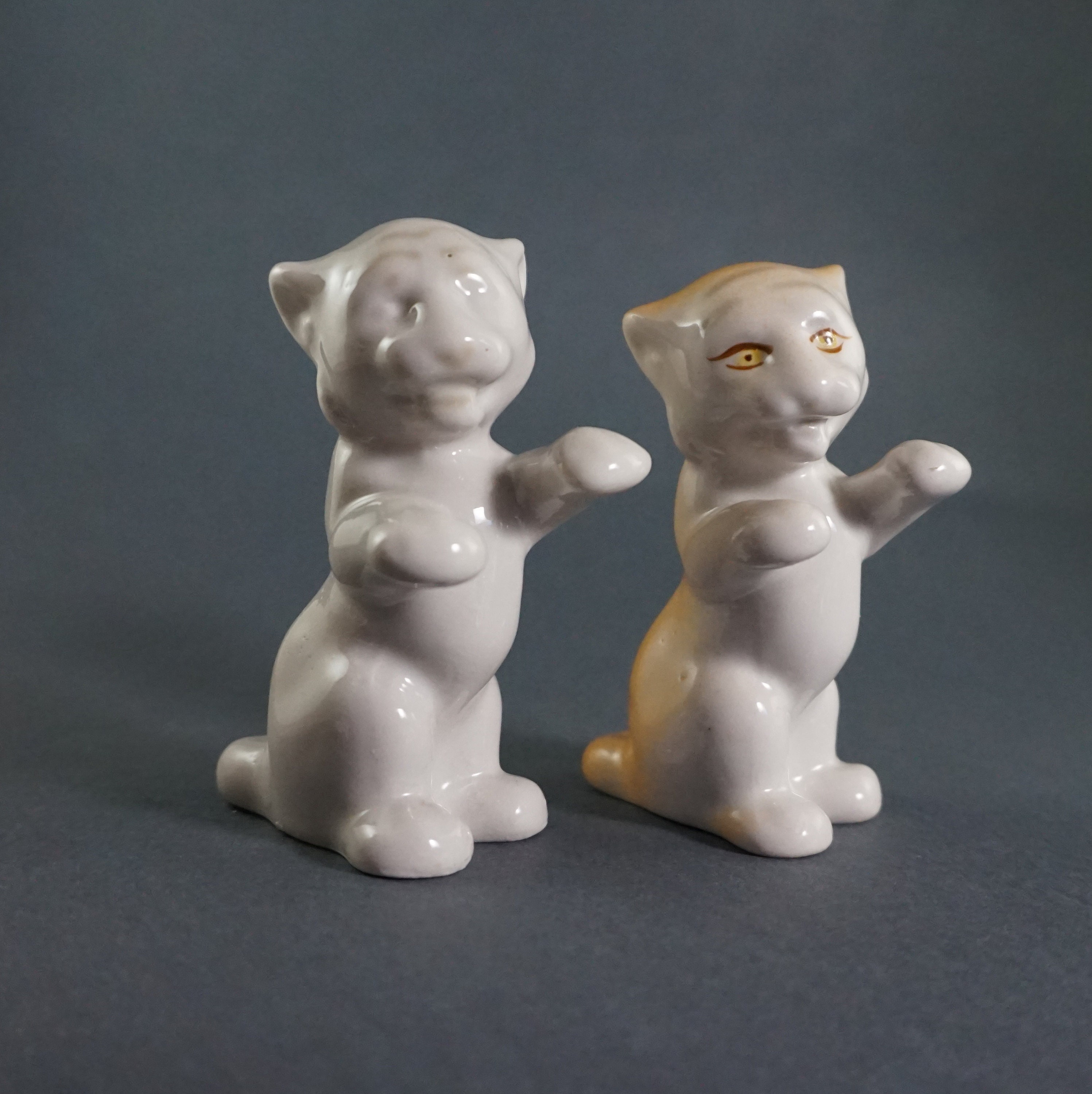 White tiger figurine Set of 2 Animal figurine Vintage home Etsy