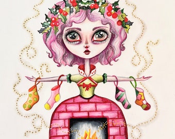 Christmas Chimney Girl - Original Artwork