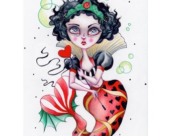 Queen of Hearts Mermaid - Original Artwork