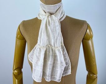 Vintage Off-White Silk Scarf, Off-White Silk Ascot