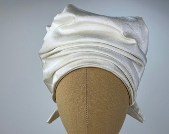 Vintage 1960s Eggshell White Faille Structured Turban by Mr Ricki Original