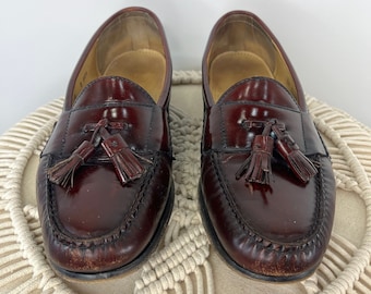 Vintage Men&#39;s Cordovan Cole Haan Loafers with Tassels Size 10D.  Cole Haan Oxblood Tassel Loafers.