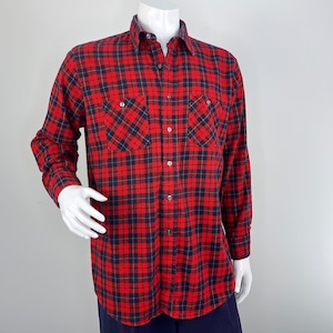 Vintage 1990s Red Plaid Cotton Flannel, American Edition Size XL, Made in the USA