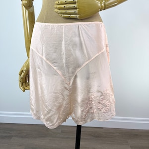 Vintage 1920s/1930s/1940s Pink Silk Tap Pants With Side Button Closure, Embroidery and Shaped Yoke. For Study, Inspiration or Pattern, As Is