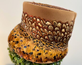 Vintage 1960s Brown Velvet Bucket Hat Covered with Gorgeous Feathers.  Beautiful Crown Detail.  1960s Feather Bucket Hat