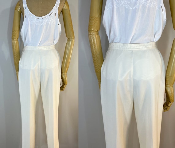 Vintage 1980s Winter White Pleated "Sailor" Pants… - image 3