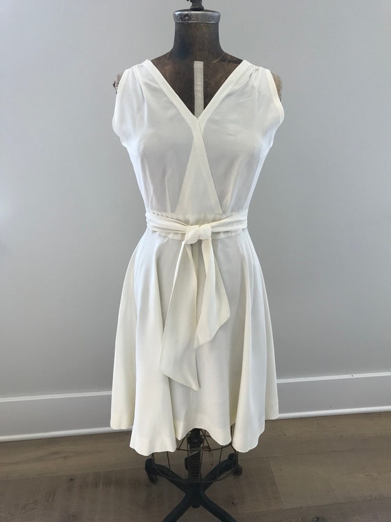 Vintage Handmade 1950s Off-White Wrap Dress