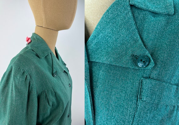 Vintage 1940s Green Girl Scout Uniform Dress.  Gr… - image 7