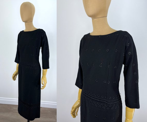 Vintage Late 1950s/ Early 1960s Black Wool Drop W… - image 4
