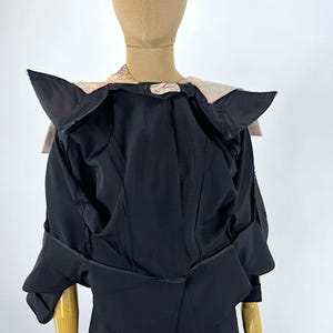Vintage Evening Suit 1940s Black Faille Jacket Beaded Collar Outfit 1950s Formal Wear 1950s Nipped Waist Retro Cocktail Attire Two Piece image 16