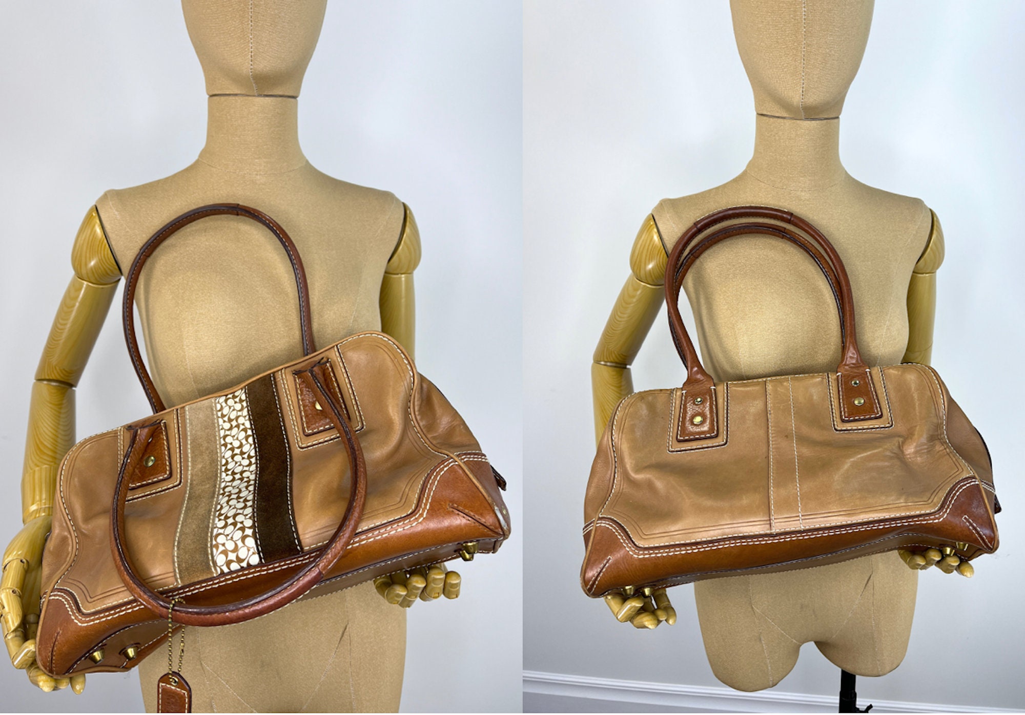 00s 【old coach】5446 shoulder bag brown Coach Crossbody&Shoulder Bags Monogram Brown Leather&Canvas 90s
