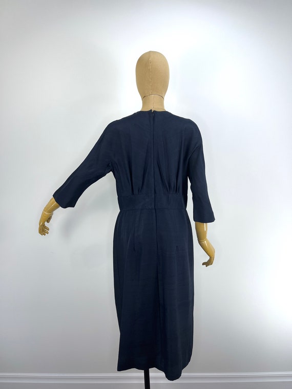 Vintage Late 1950s/Early 1960s Deep Navy Blue Sil… - image 4