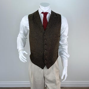 Vintage 1990s Men&#39;s Brown Wool Vest with Full Back by Aquascutum of London