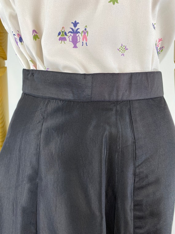 Vintage 1950s Black Taffeta A-Line Skirt with Bro… - image 8