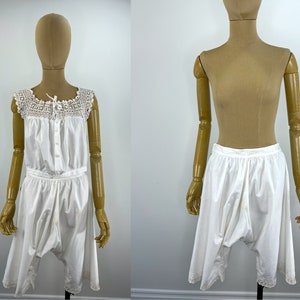 Vintage Early 20th Century White Cotton Bloomers.  Edwardian White Cotton Bloomers
