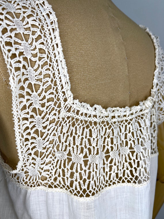 Vintage Early 20th Century Ivory Cotton Chemise w… - image 10