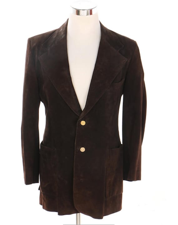 1970s Men's Dark Chocolate Brown Suede Blazer/Jacket 42 | Etsy
