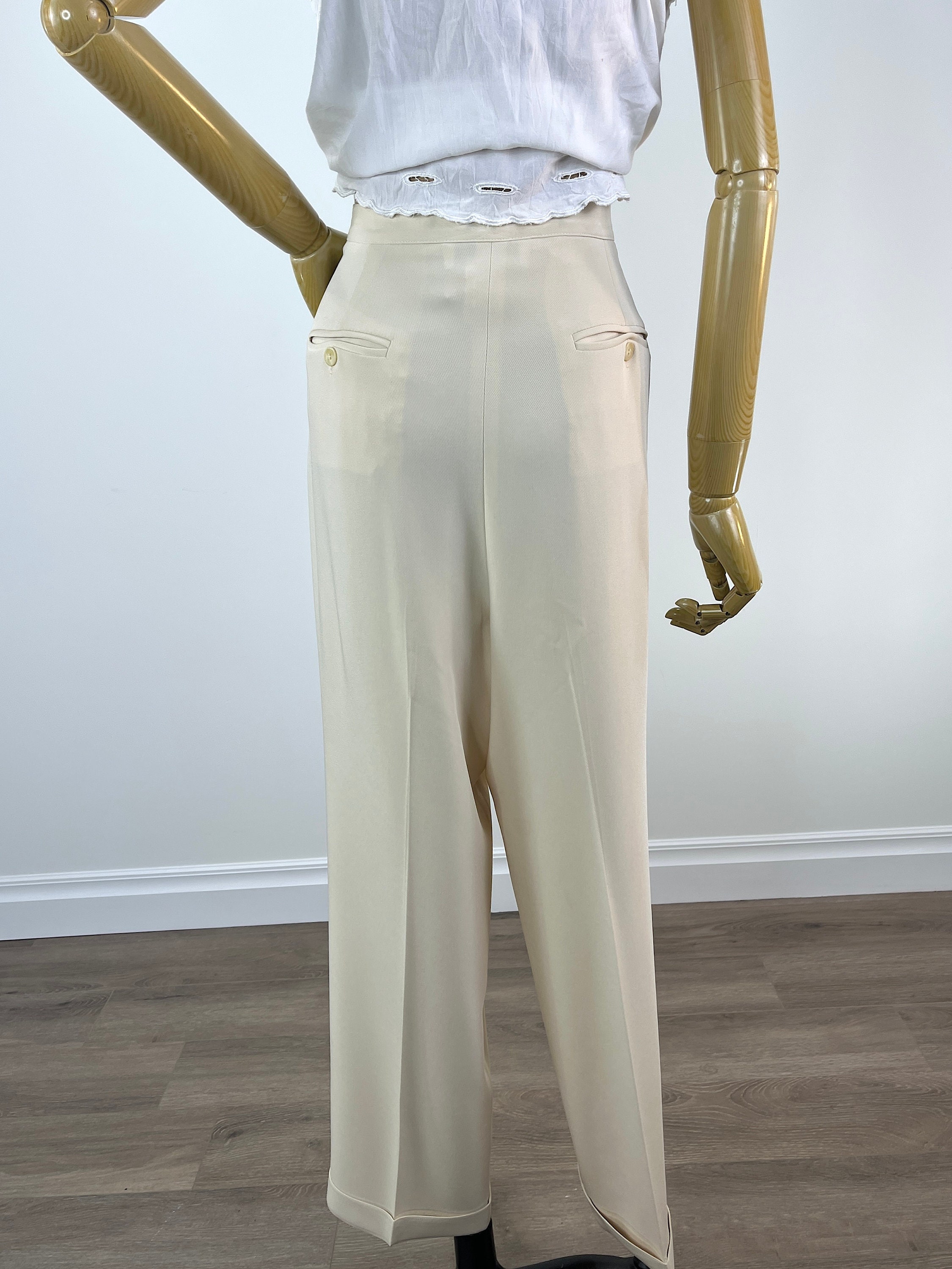 パンツ 80s 90s EURO linen 2-tuck trousers ivory 80s 90s EURO linen 2-tuck trousers ivory