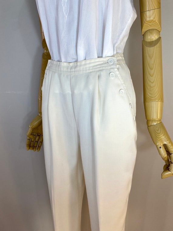 Vintage 1980s Winter White Pleated "Sailor" Pants… - image 6