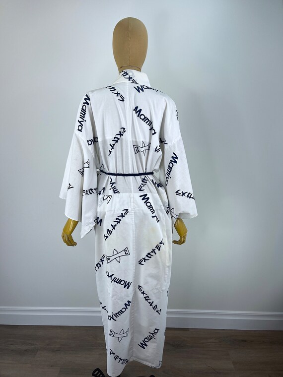 Vintage Yukata/Summer Unisex Kimono in White Cott… - image 4