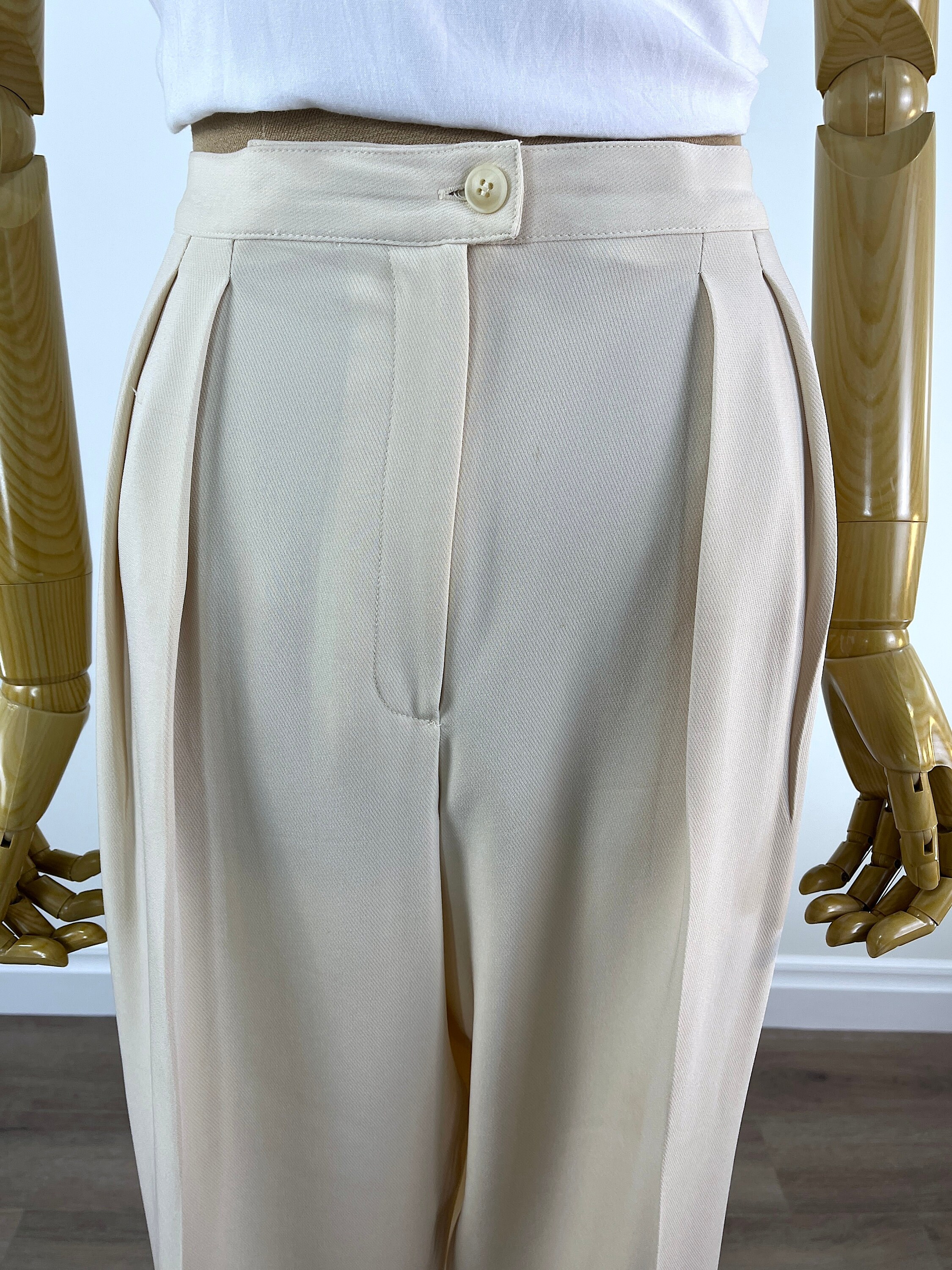 Vintage 1990s Winter White Double Pleat Trousers by Jones