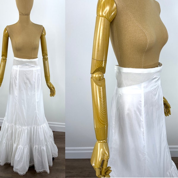 Vintage White Nylon Bridal Petticoat.  Full Length Bridal Crinoline