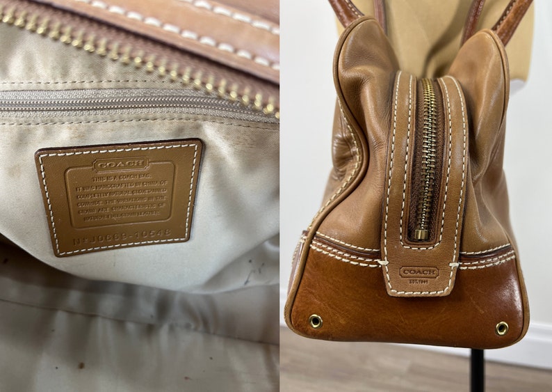 Vintage 2000s Tan and Brown Leather Coach Handbag - Etsy