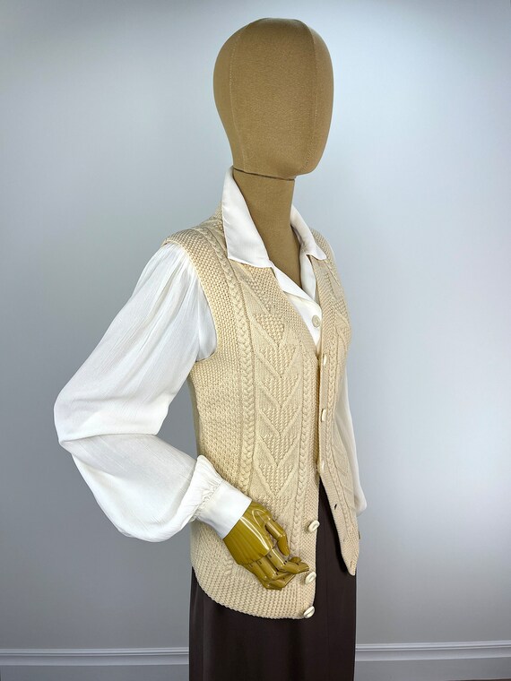 Vintage French Vanilla Wool Knit Cardigan Sweater… - image 6