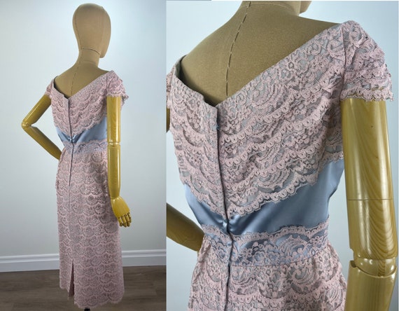 Vintage 1950s Pink Tiered Lace Off the Shoulder C… - image 5