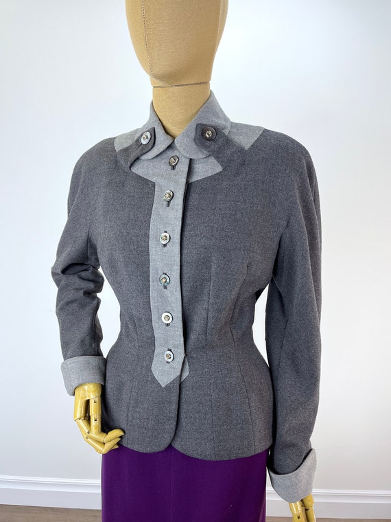 1950s Fitted Blazer in Pink and Gray Stripe main image 0