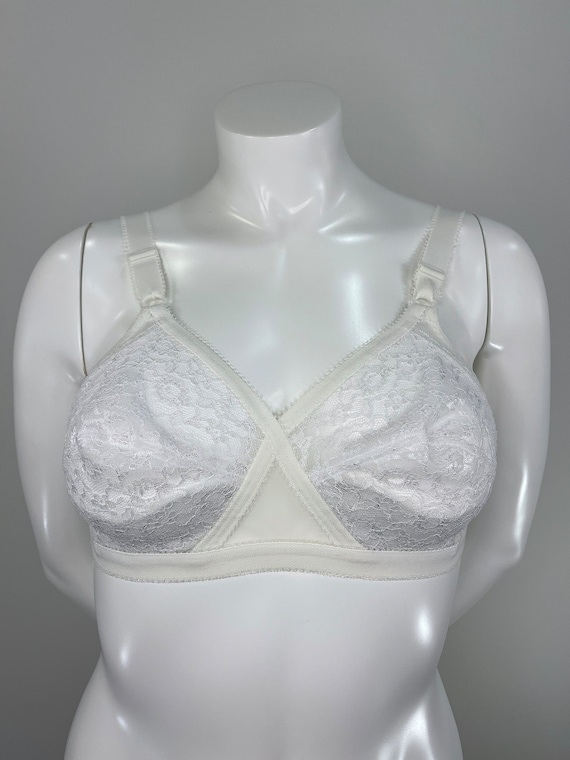 Vintage 1960s White Lace 2 Part Cup Bra Size 38C by Playtex, Style 0120 -   New Zealand