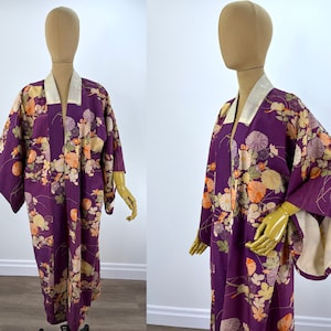 Vintage Kimono LS 2558, off White Colored Silk - Etsy