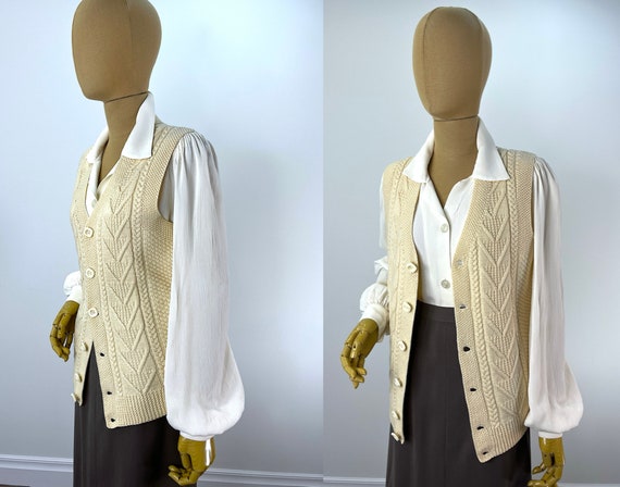 Vintage French Vanilla Wool Knit Cardigan Sweater… - image 3