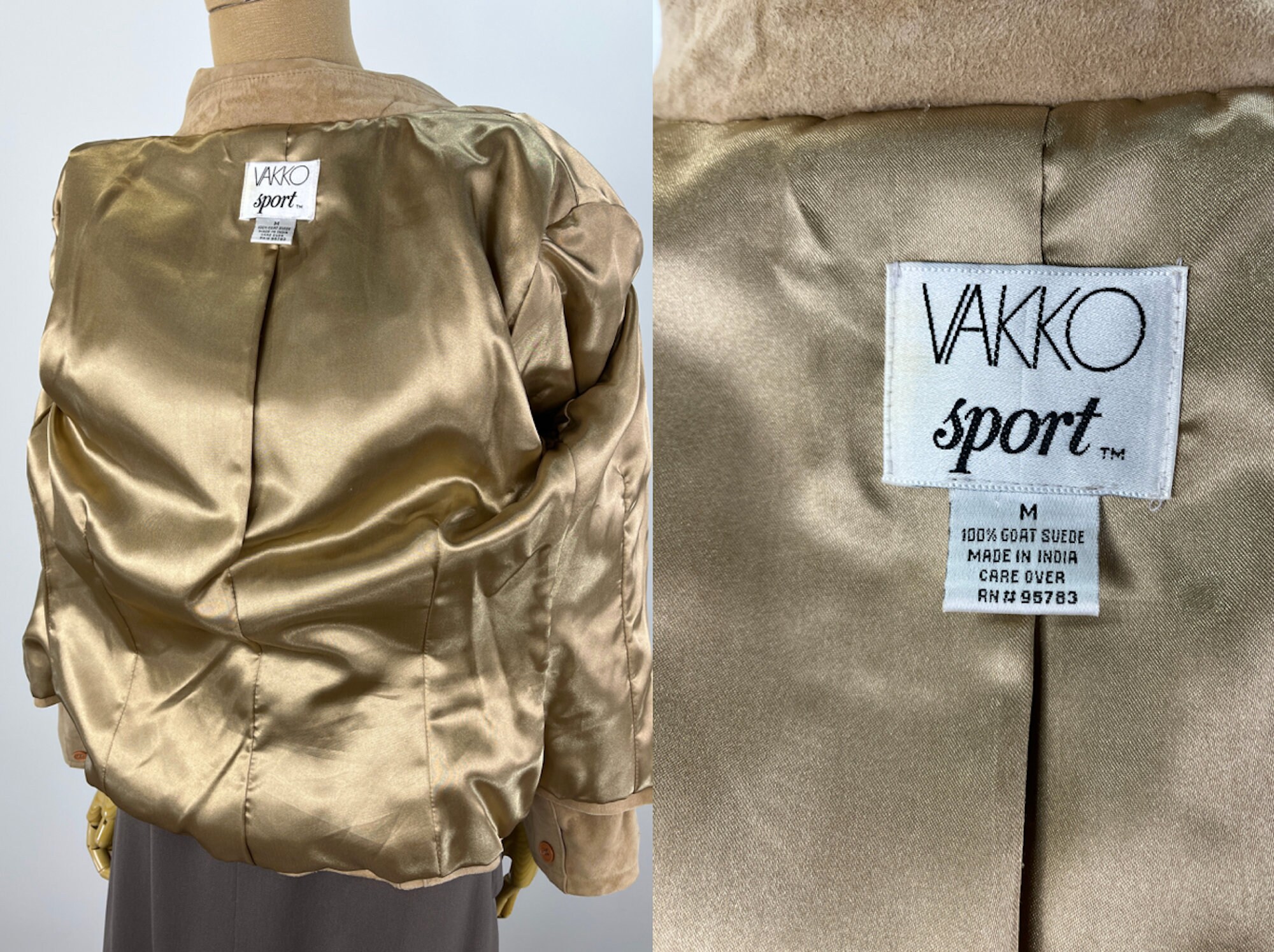 Vintage 1990s/2000s Beige Goat Suede Coat by Vakko Sport