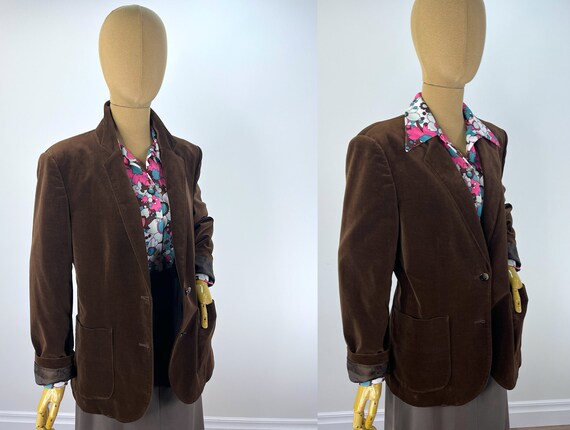 Vintage 1970s Brown Cotton Velveteen Blazer by Ca… - image 2