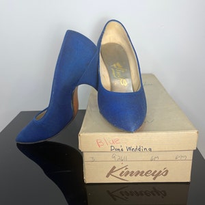 Vintage 1960s Royal Blue Dyed to Match Shoes, Size 6M by Flings with Original Kinney&#39;s Shoe Box.  Originally Owned by Donna Staples