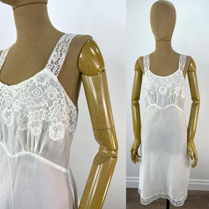 Vintage 1950s Deadstock White Nylon Slip with Lace Bodice and Straps by Lady Lynne Back Magic,  New, Never Worn, With Tags