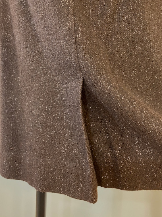 Vintage 1950s Dark Chocolate Brown Flecked with G… - image 9